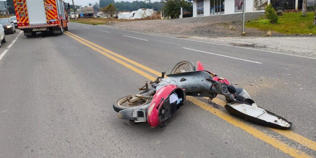 Acidente na SC-114 em Taió deixa motociclista ferido