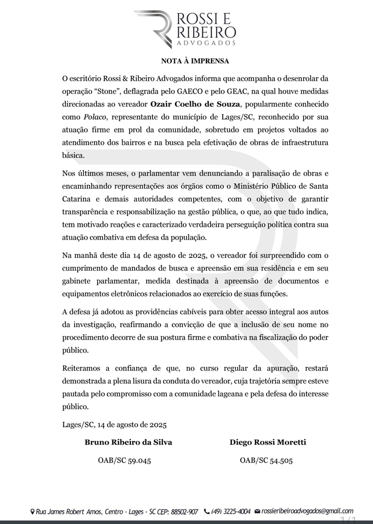 Imagem Artigo Geral Vereador Polaco, prefeitura e Câmara divulgam notas à imprensa