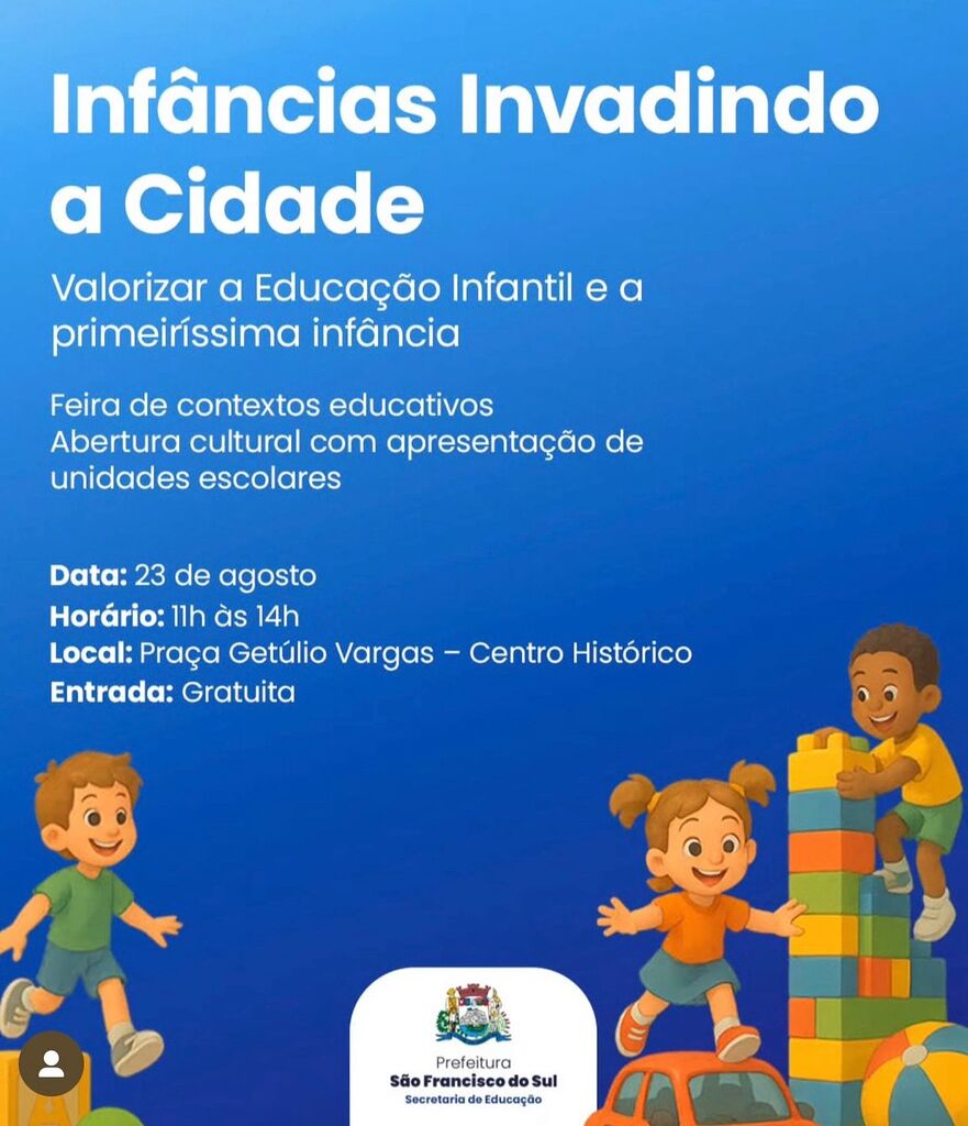 São Francisco do Sul realiza evento “Infâncias Invadindo a Cidade” para valorizar a educação infantil