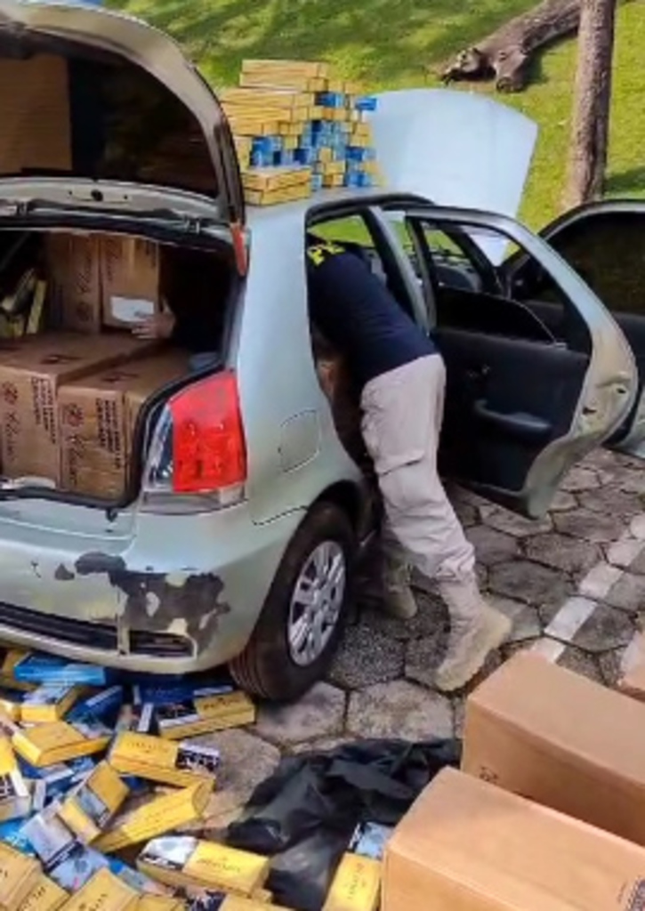 PRF apreende mais de 12 mil maços de cigarro contrabandeado na BR-282