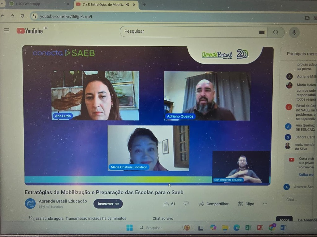 Secretária de Educação de Otacílio Costa participa de live nacional sobre o Saeb