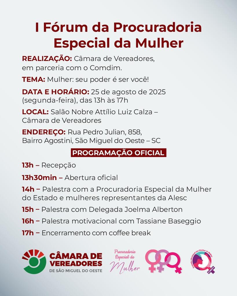 Câmara promove I Fórum da Procuradoria Especial da Mulher