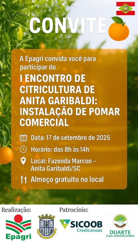 Epagri de Anita Garibaldi promove o 1º Encontro de Citricultura do município