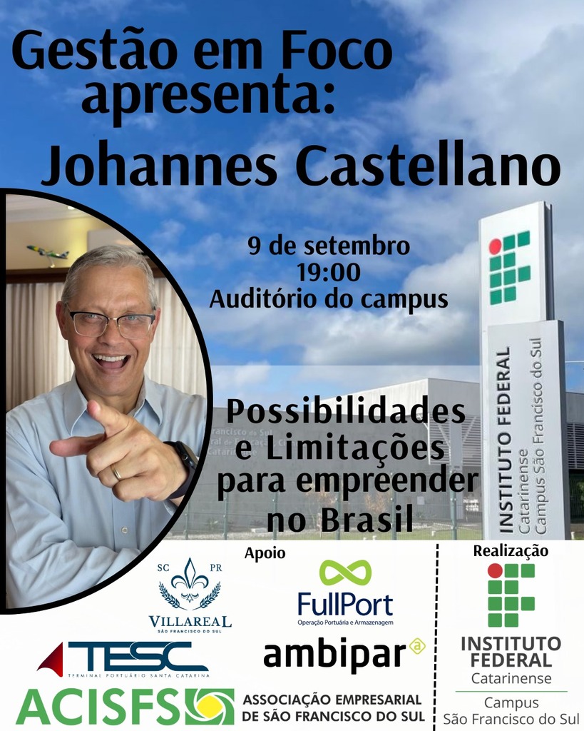 IFC São Francisco do Sul celebra Dia do Administrador com palestra de fundador da Azul Linhas Aéreas