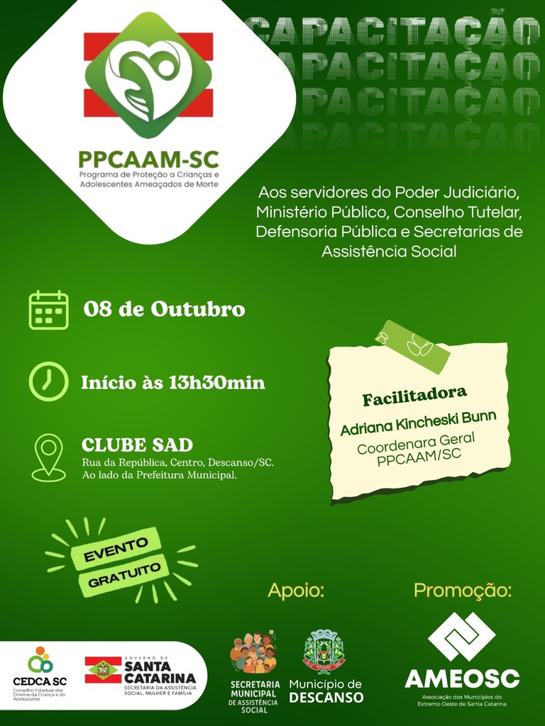 Descanso irá sediar capacitação do PPCAAM para os profissionais da regional