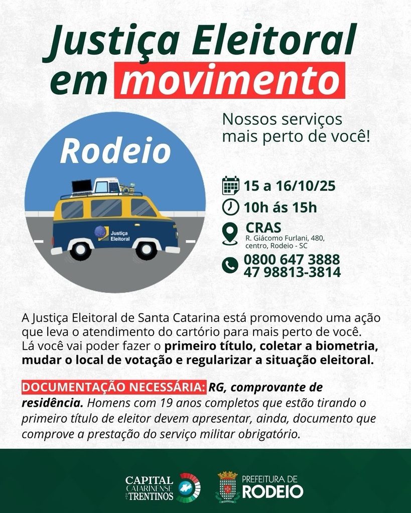 ATENDIMENTO DA JUSTIÇA ELEITORAL EM RODEIO
