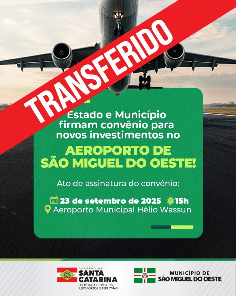 Assinatura de convênio para investimentos no Aeroporto Municipal é transferida para outubro