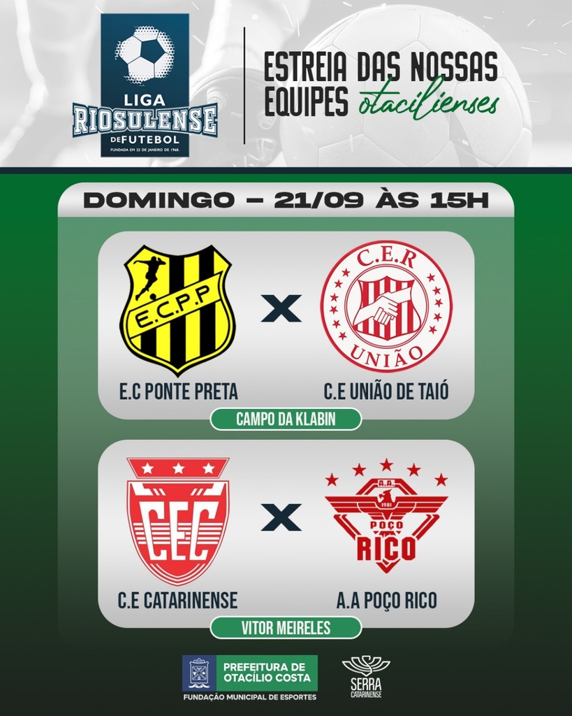 Otacilienses estreiam neste domingo na Liga Riosulense de Futebol