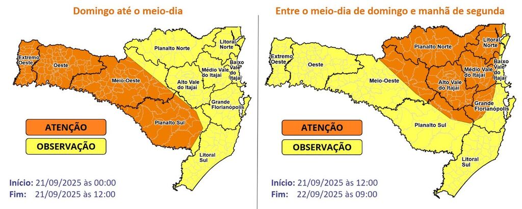 Forte frente fria traz risco de temporais em Santa Catarina neste fim de semana