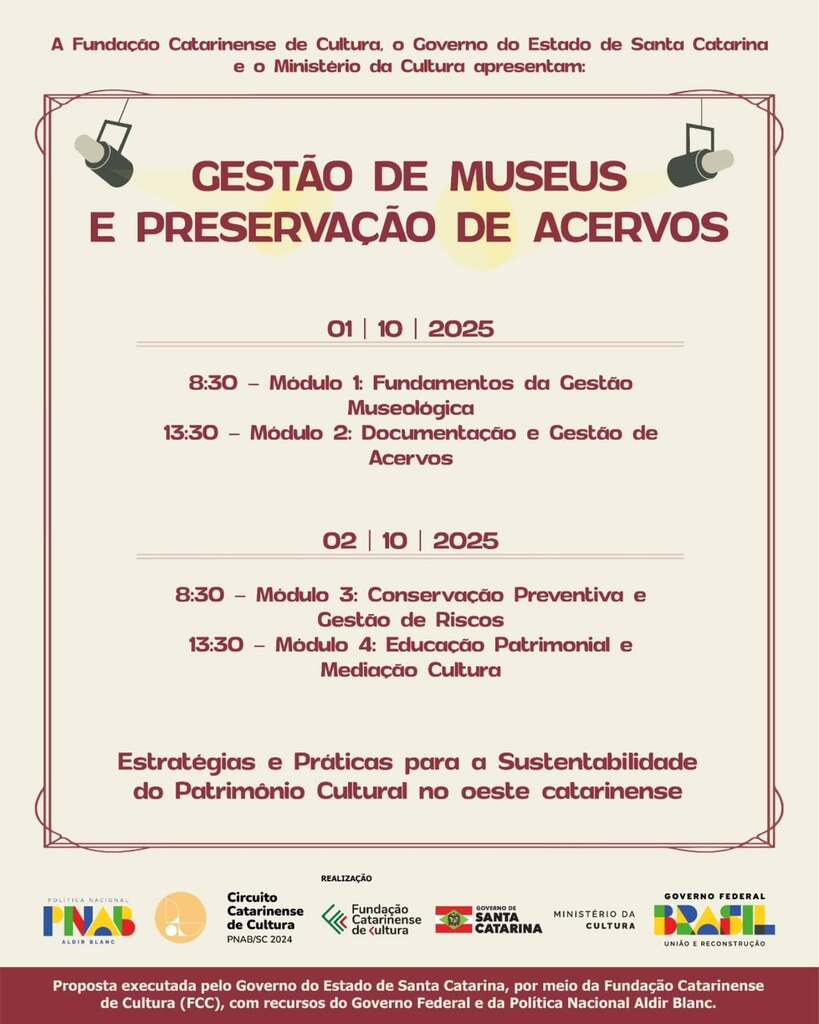Oficina sobre gestão de museus e preservação de acervos em Pinhalzinho