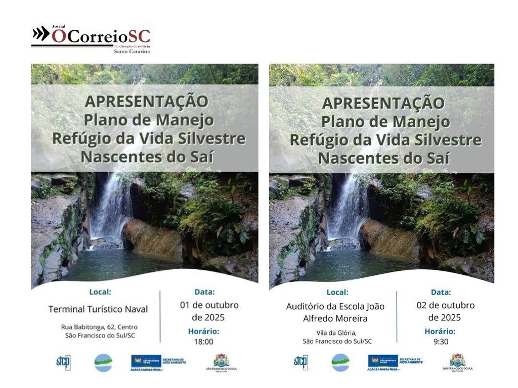 Apresentação do Plano de Manejo “Nascente do Saí”  acontece em dois locais em São Francisco do Sul