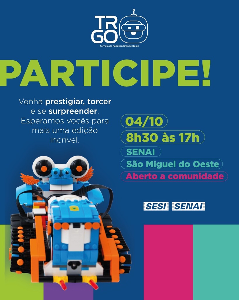 Sesi Senai convidam população para acompanhar o Torneio de Robótica Grande Oeste