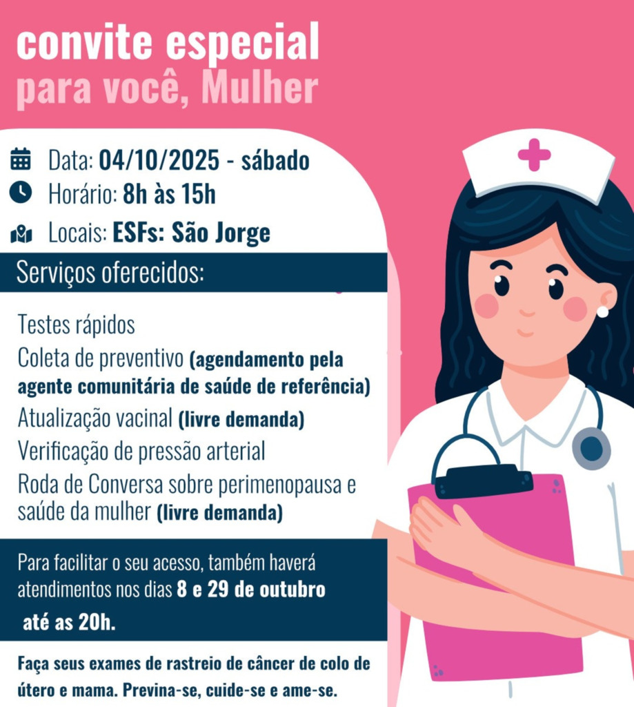PREFEITURA DE TORRES PROMOVE NO SÁBADO, 04 DE OUTUBRO  AÇÃO ESPECIAL DA SAÚDE DA MULHER