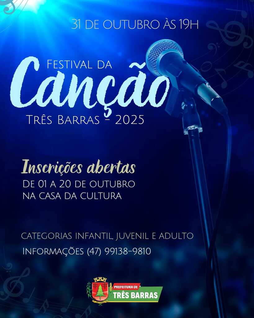 Três Barras abre inscrições para o Festival da Canção