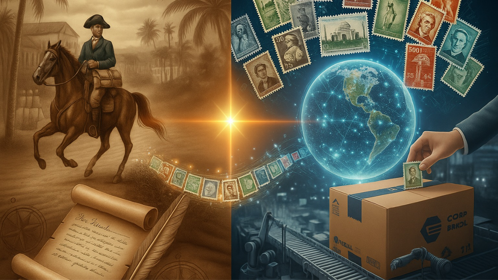 Imagem Gerada Por IA - Das Cartas aos Selos: o Pioneirismo dos Correios no Brasil e no Mundo