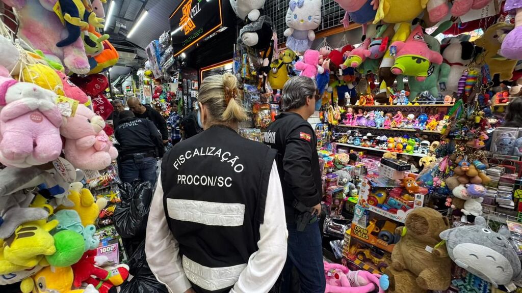 Fiscalização da Polícia Civil, PROCON/SC e Cecop apreende 2 mil brinquedos avaliados em R$ 100 mil