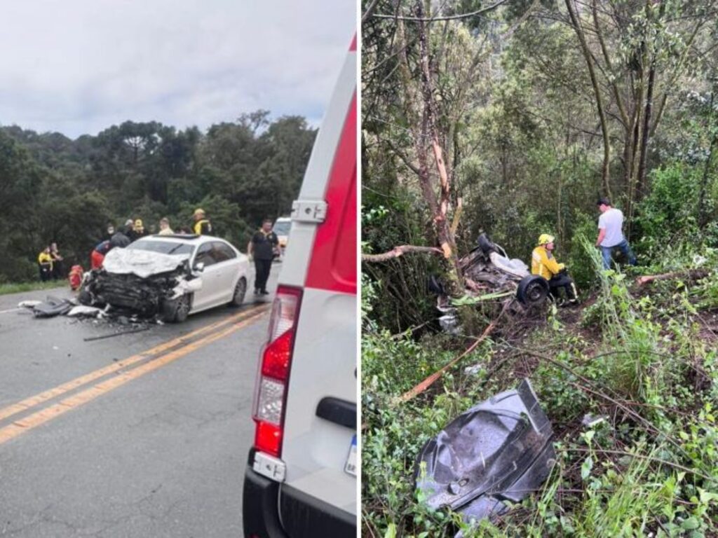 Três mortes e três feridos com gravidade em colisão entre carros na BR-282
