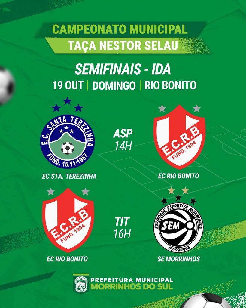 SEMIFINAL DO CAMPEONATO MUNICIPAL DE FUTEBOL ACONTECE NESTE DOMINGO (19)