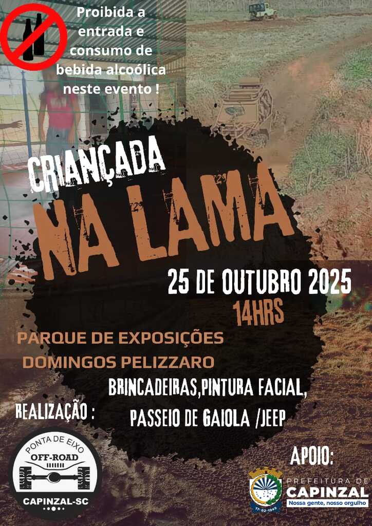 Criançada na Lama promete diversão e aventura em Capinzal!