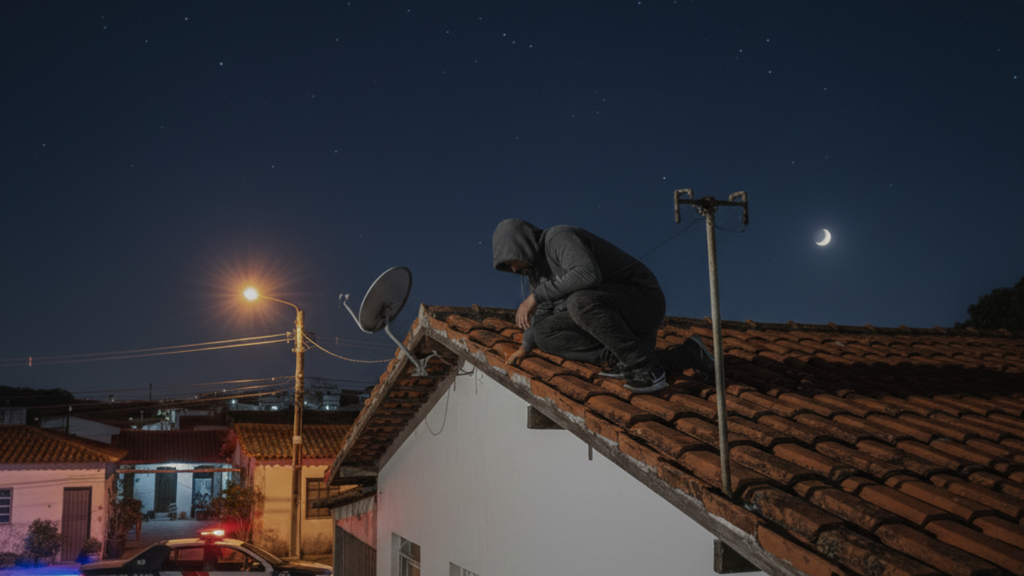 Imagem ilustrativa - gerada por IA - Imbituba: Polícia prende homem escondido em telhado após depredar veículo no bairro Nova Brasília