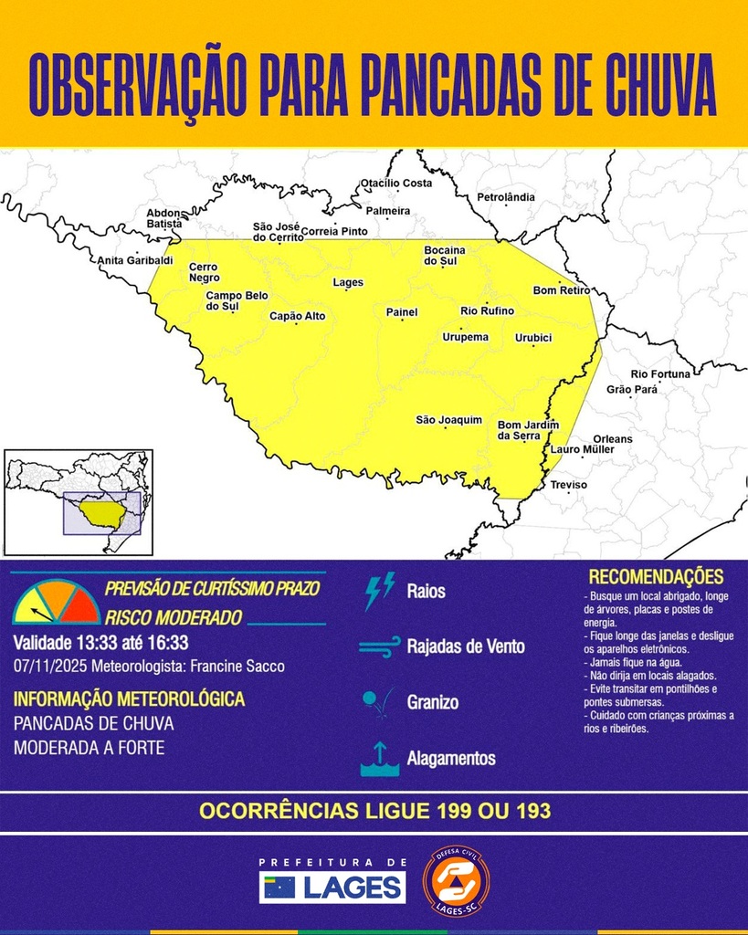 Imagem Artigo Geral Prefeitura de Lages em alerta devido à previsão do tempo para o fim de semana