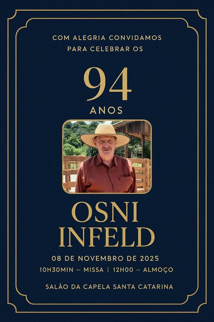 ZORTÉA – Sr. Osni Infeld celebra 94 anos com fé, gratidão e família reunida​