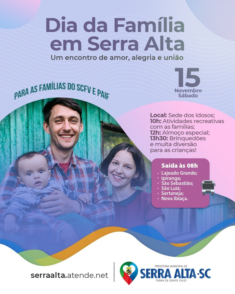 Dia da Família será celebrado no dia 15 de novembro em Serra Alta