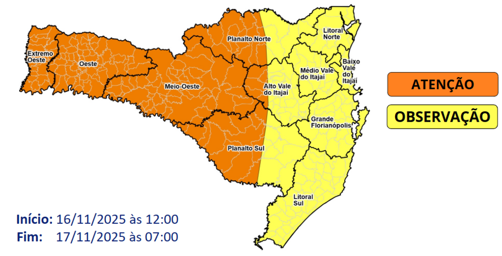 Defesa Civil alerta para a possibilidade de temporais e chuva pontualmente intensa