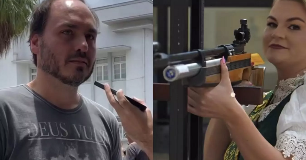 “Mais em casa do que nunca”, diz Carlos Bolsonaro ao participar da Festa do Tiro em SC