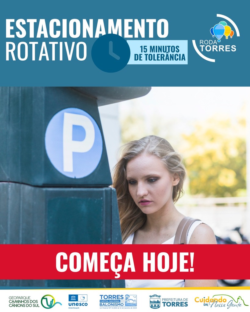 ESTACIONAMENTO ROTATIVO COMEÇA A FUNCIONAR EM TORRES NESTA SEGUNDA-FEIRA, 17 DE NOVEMBRO