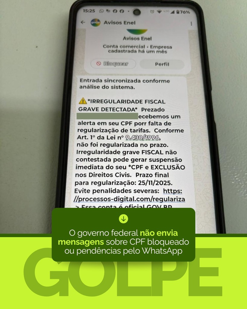 Prefeitura alerta para golpe que usa nome do GOV.BR
