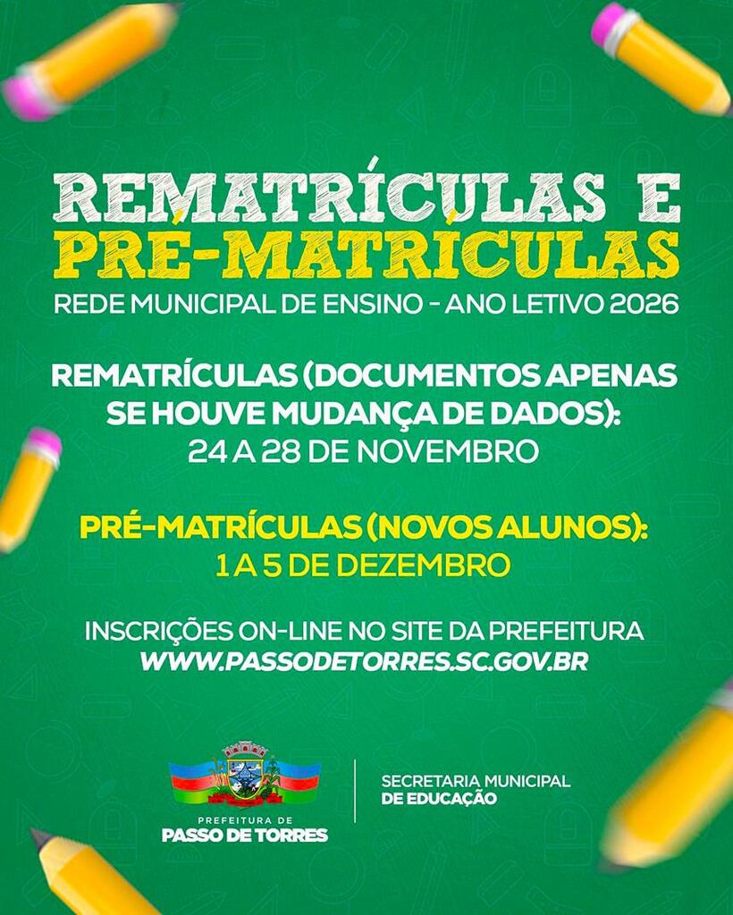 MATRÍCULAS ABERTAS NA REDE MUNICIPAL DE EDUCAÇÃO