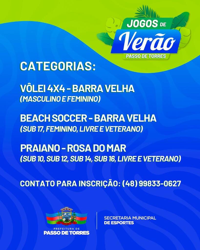 MUNICÍPIO DIVULGA A PROGRAMAÇÃO DOS JOGOS DE VERÃO 2026