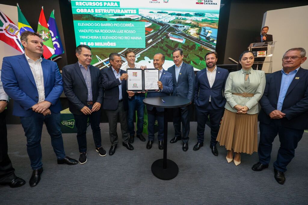 Novos postos de saúde, viadutos e elevado: governador anuncia R$ 240 milhões para obras estruturantes em Criciúma