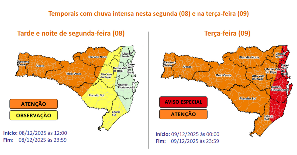 Aulas são suspensas devido à previsão de ciclone extratropical, em Santa Catarina