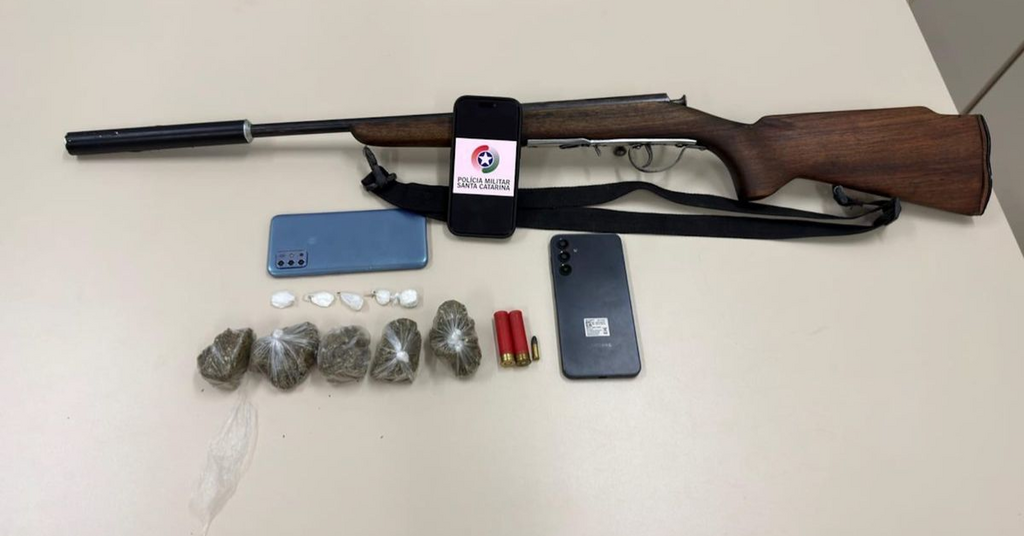 Ação da Polícia Militar termina com dupla detida por tráfico e posse de arma em SC