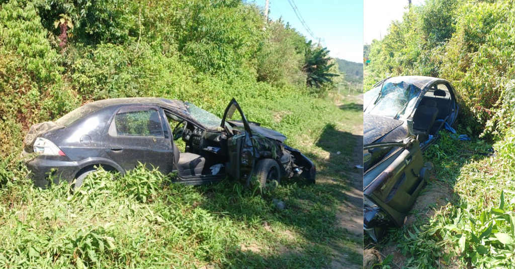 Capotamento na SC-114 em Taió deixa motorista ferido e preso às ferragens