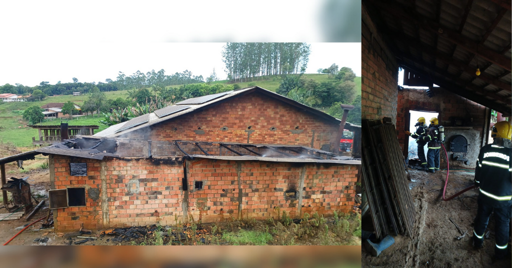 Incêndio em estufa de secagem de fumo mobiliza Bombeiros em Taió