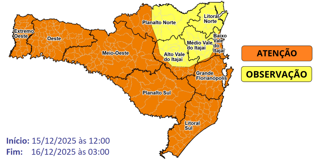 Defesa Civil alerta para a possibilidade de temporais com chuva pontualmente intensa