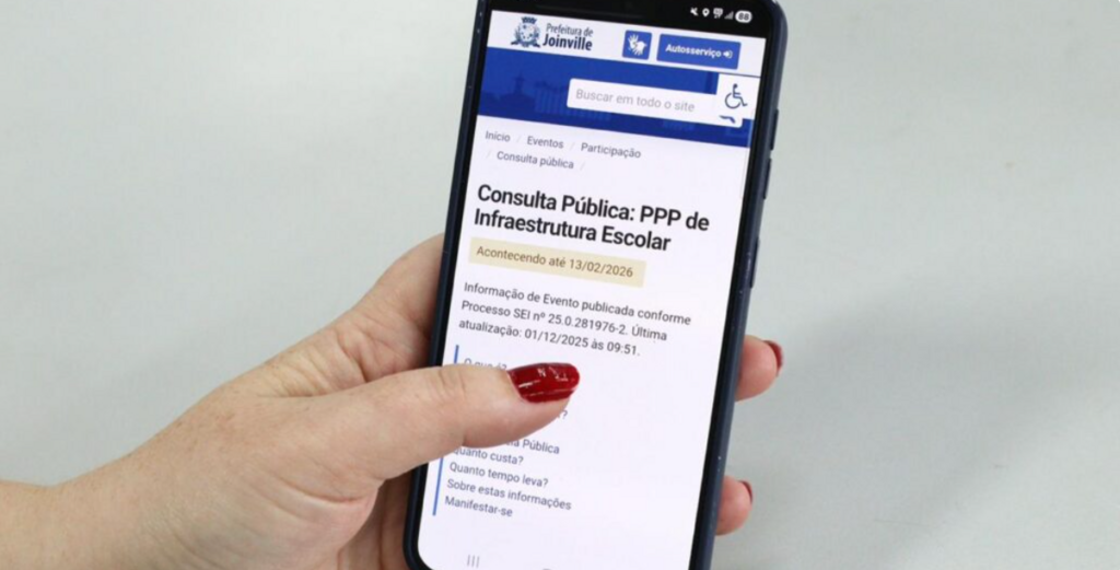 Prefeitura de Joinville abre consulta online e realiza audiência pública sobre a PPP de infraestrutura para novas unidades escolares