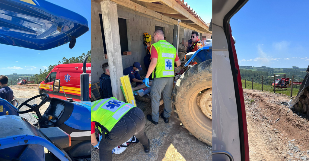 Agricultor fica ferido após acidente com trator no interior de Rio do Oeste
