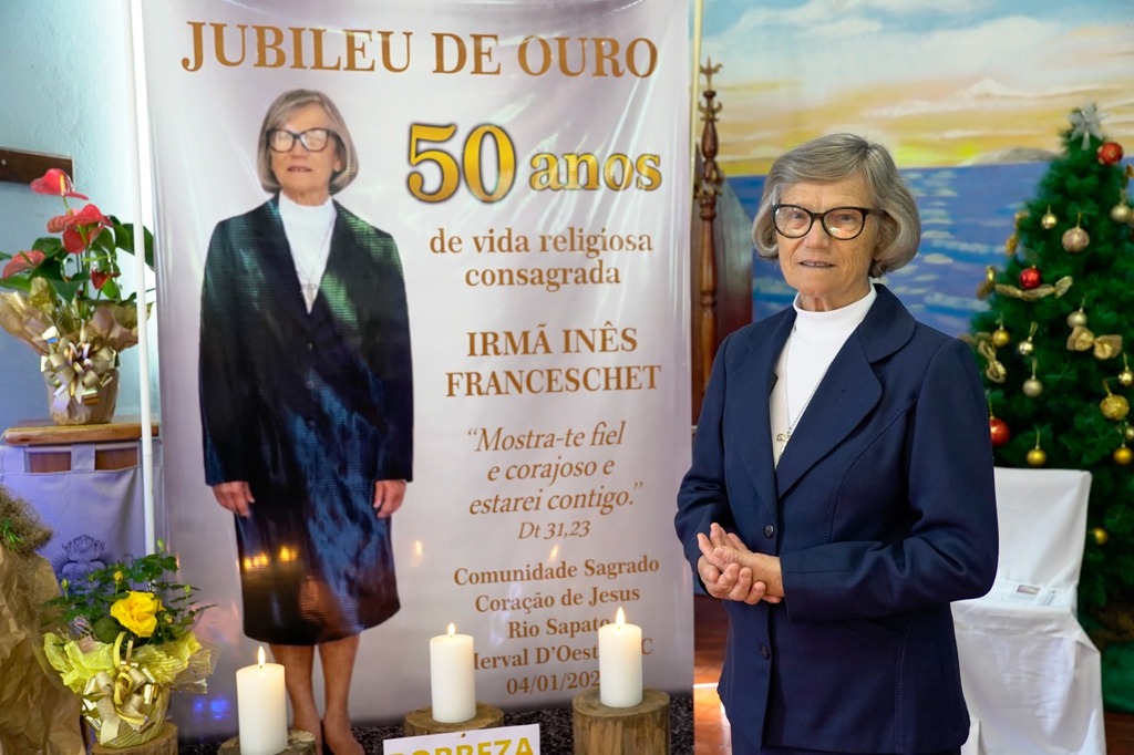 Irmã Inês Franceschet celebra Jubileu de Ouro na comunidade do Rio Sapato em Herval d’Oeste