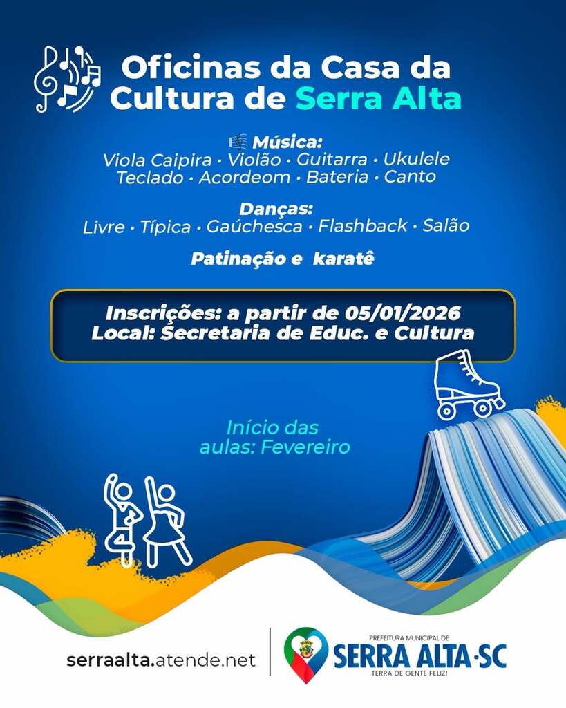 Inscrições abertas para oficinas culturais em Serra Alta