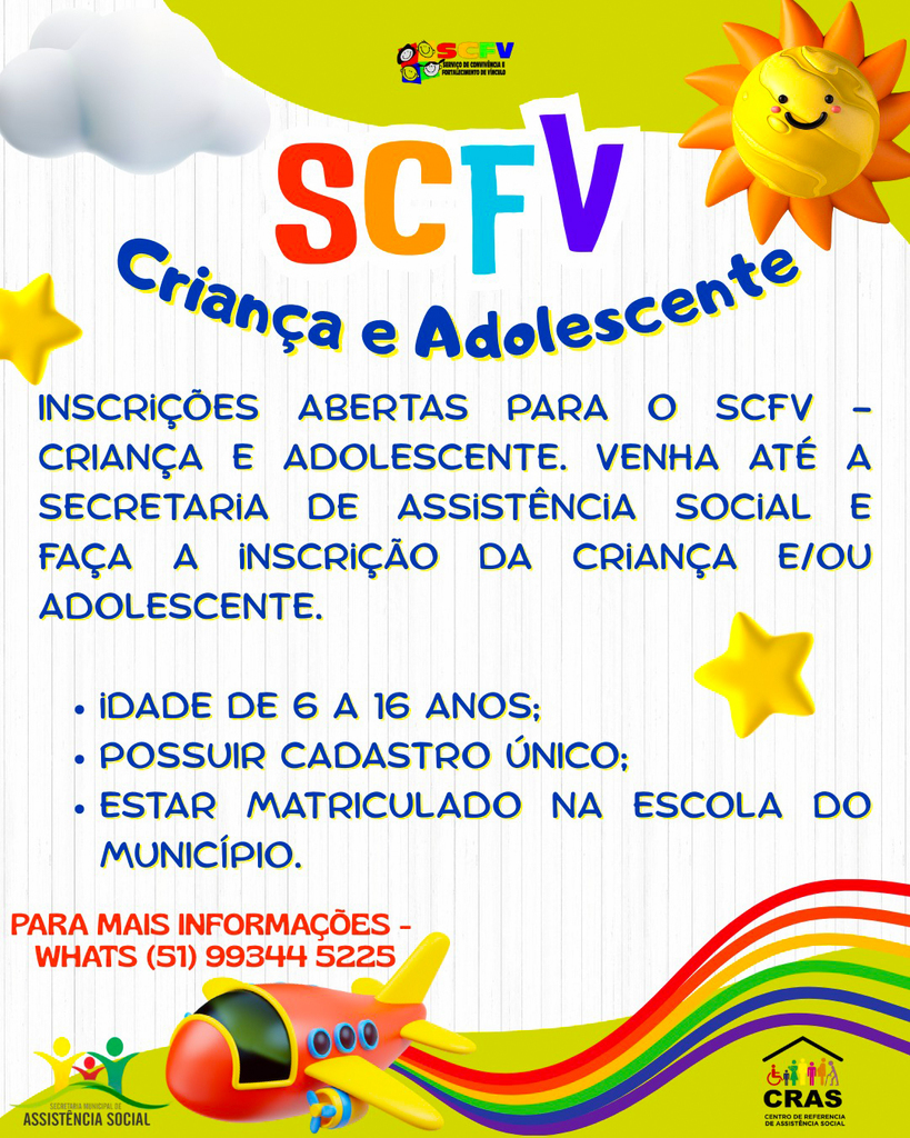 MUNICÍPIO DE MAMPITUBA ABRE INSCRIÇÕES PARA O SCFV À CRIANÇAS E ADOLESCENTES