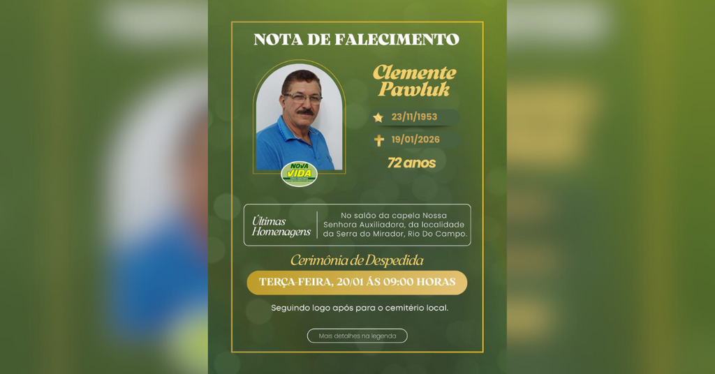 Nota de falecimento: Clemente Pawluk