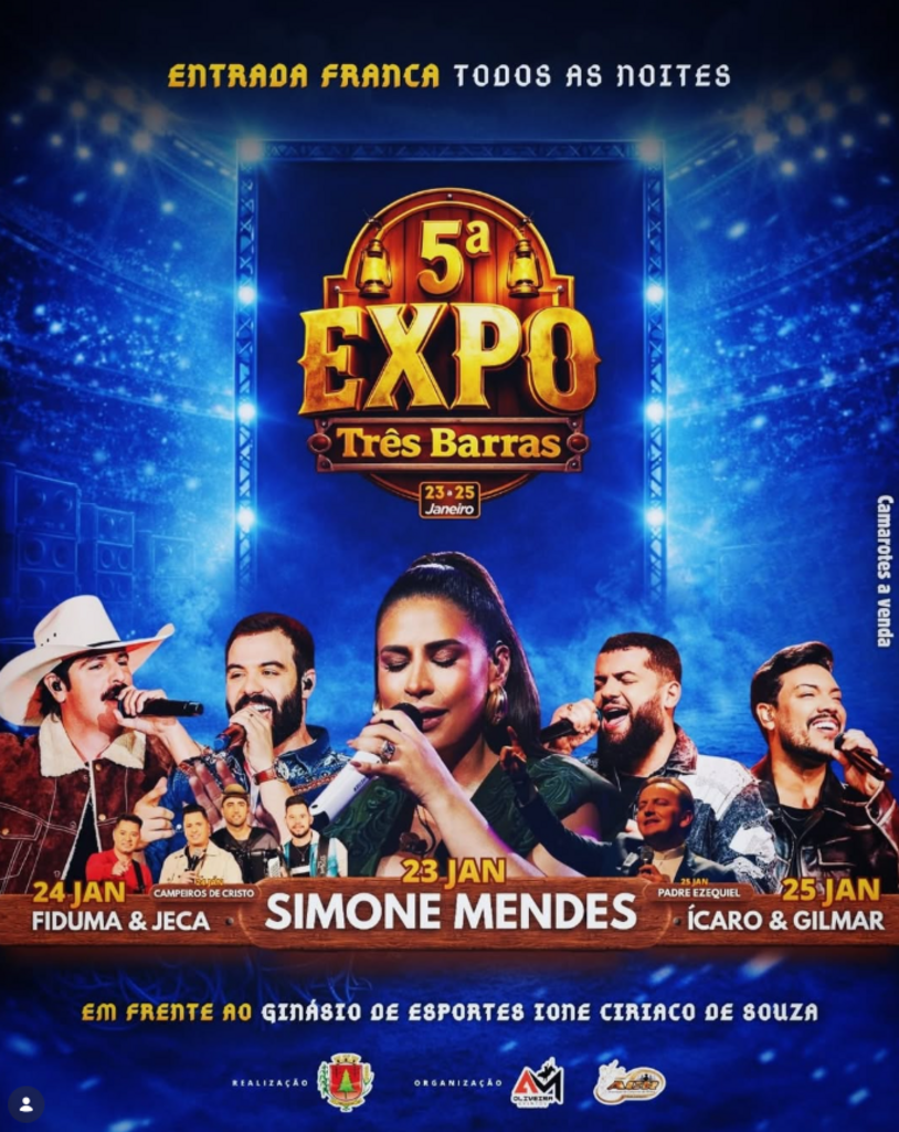 Hoje, sexta-feira, começa a  Expo Três Barras 2026!