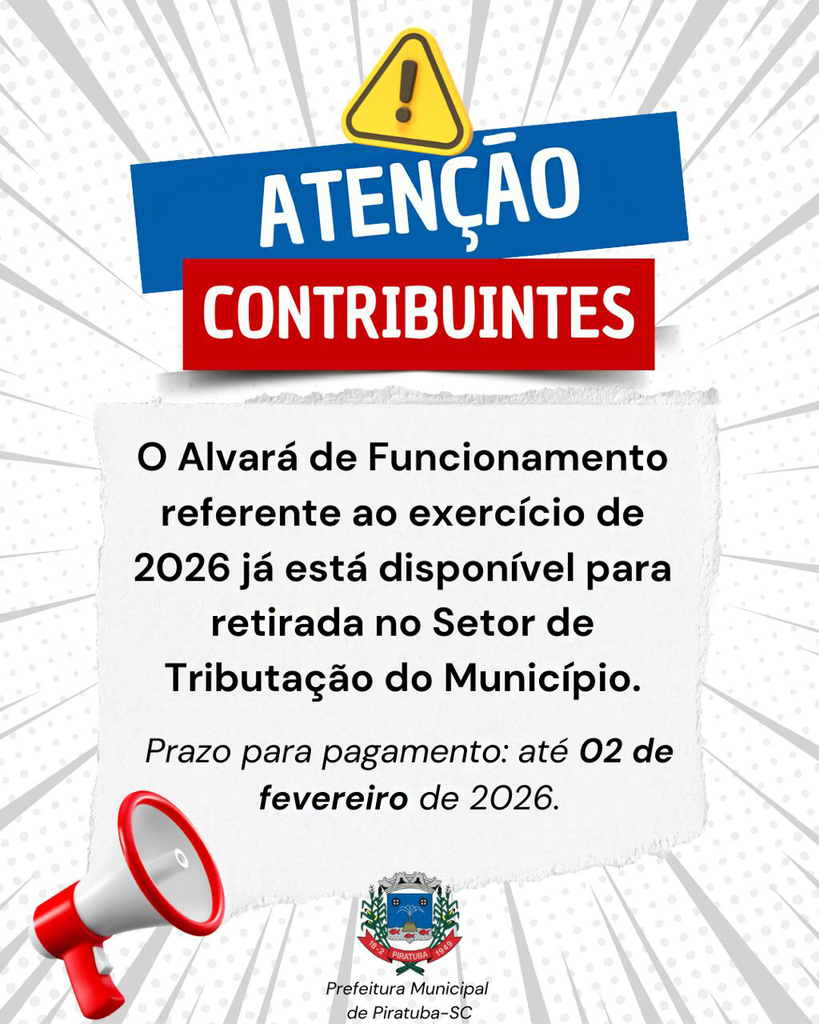 ALVARÁ DE FUNCIONAMENTO 2026 JÁ ESTÁ DISPONÍVEL