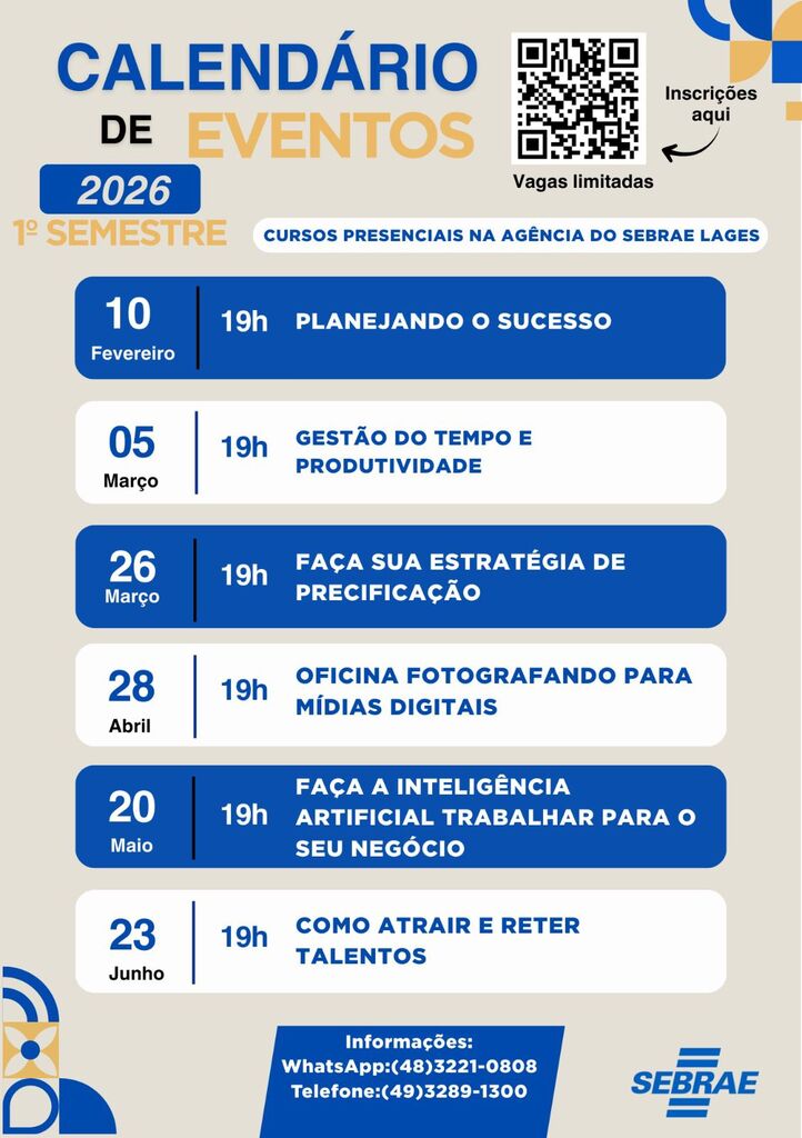 Sebrae/SC abre 150 vagas gratuitas na Serra Catarinense