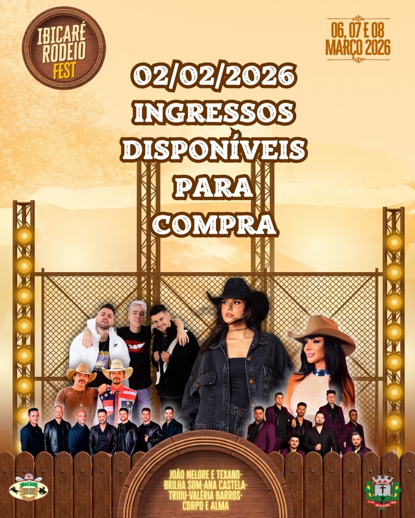 🎟️ Ingressos do Ibicaré Rodeio Fest 2026 começam a ser vendidos na segunda-feira (02/02)
