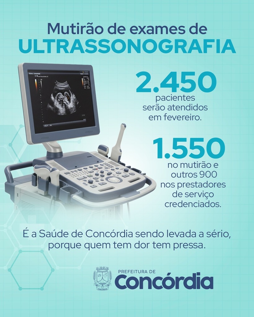 CONCÓRDIA | MUTIRÃO DE EXAMES DE ULTRASSONOGRAFIA EM FEVEREIRO